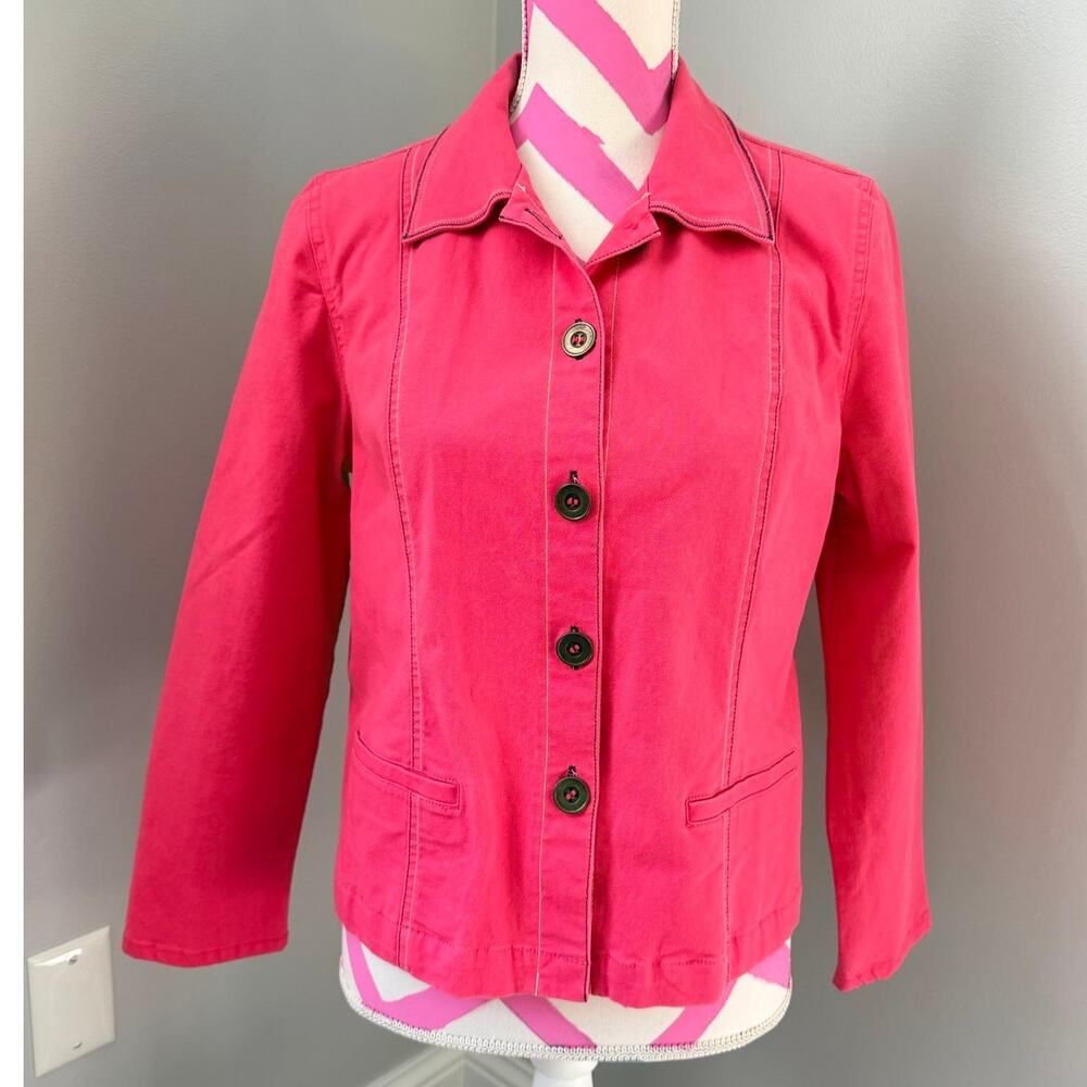 Koret Petites Contrast Stitch Lightweight Utility Jacket size 10P Pink